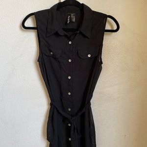 Black shirt dress.